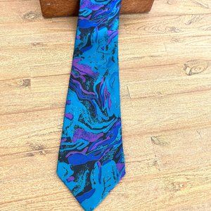 80's B Max Necktie - Silk - Blues & Purple